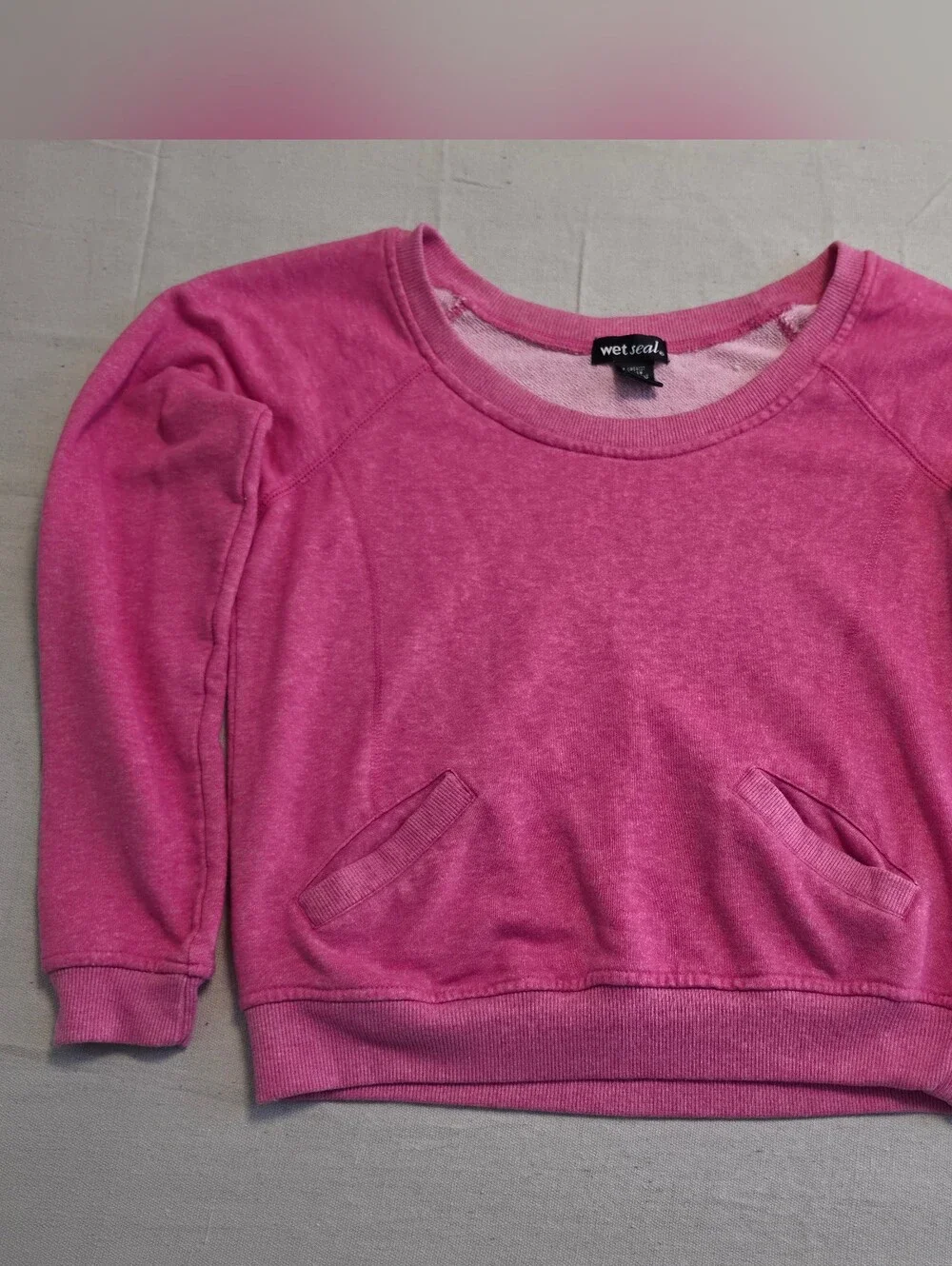 Wet Seal Sweatshirt Front Pockets Pink Women's Size L